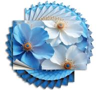Lot de 10 autocollants amusants pour voiture Motif fleurs bleues et blanches avec gouttes d'eau 12 x 18 cm