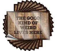 Lot de 10 autocollants amusants pour voiture Motif mécanique The Good Kind of Weird Lives Here (6 x 9 cm)