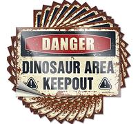 Lot de 10 autocollants amusants pour voiture Motif zone de dinosaure Danger 12 x 18 cm