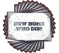 Lot de 10 autocollants amusants pour voiture « New Home Who Dis » (8 x 12 cm)