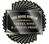 Lot de 10 autocollants amusants pour voiture « This House Runs On Coffee », « This House Runs On Coffee », « Wine » (12 x 18 cm)
