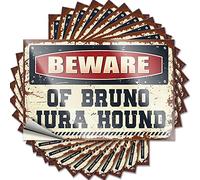 Lot de 10 autocollants amusants pour voitures avec inscription « Beware of Bruno Jura Hound » (12 x 18 cm)