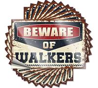 Lot de 10 autocollants amusants pour voitures avec inscription « Beware of Walkers » (8 x 12 cm)