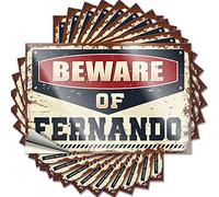 Lot de 10 autocollants amusants pour voitures « Beware of Fernando » - Accessoires de voiture « No Stupid People » (12 x 18 cm)