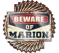 Lot de 10 autocollants amusants pour voitures « Beware of Marion » (6 x 9 cm)
