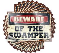 Lot de 10 autocollants amusants pour voitures « Beware of The Swamper » pour homme (12 x 18 cm)