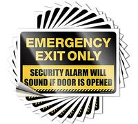 Lot de 10 autocollants amusants pour voitures Emergency Exit Only, Security Alarm Will Sound If Door Opened - Lot de 10 petits autocollants et décalcomanies pour casque de sécurité (12 x 18 cm)