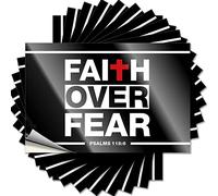 Lot de 10 autocollants amusants pour voitures « Faith Over Fear » avec verset de la Bible (8 x 12 cm)