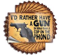 Lot de 10 autocollants amusants pour voitures Prefer Gun in Mind Over Cop On Phone Stickers pour décoration de grotte et accessoires de famille (6 x 9 cm)