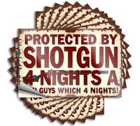 Lot de 10 autocollants amusants pour voitures - Protection contre les fusils de chasse : le défi des 4 nuits - Autocollants de bar pour décoration d'intérieur (8 x 12 cm)