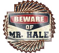 Lot de 10 autocollants amusants pour votre voiture avec inscription « Beware of Mr. Hale » (6 x 9 cm)