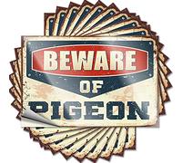 Lot de 10 autocollants amusants pour votre voiture avec inscription « Beware of Pigeon » (8 x 12 cm)