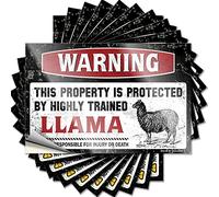 Lot de 10 autocollants amusants pour votre voiture avec inscription « This Property is Protected by A Highly Trained Llama » (8 x 12 cm)