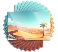 Lot de 10 autocollants amusants pour votre voiture, un palmier solitaire au milieu de vastes sables du désert (6 x 9 cm)