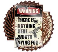 Lot de 10 autocollants amusants « Warning There is Nothing Here Worth Dying for » pour voiture (12 x 18 cm)