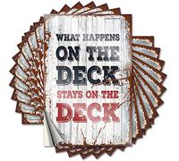 Lot de 10 autocollants amusants « What Happens On The Deck Stays On The » pour voiture (12 x 18 cm)