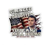Lot de 10 autocollants Charlie Kirk, Silenced But Not Forgotten Tribute Decals, You Kill Sticker, Can't Memorial Jus Ideas Patriotic