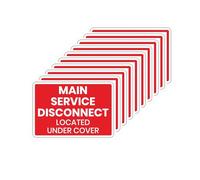 Lot de 10 autocollants de déconnexion d'urgence, déconnexion de service principal situé sous la couverture, décalques de sécurité imperméables en PVC pour boîte de disjoncteur de panneau électrique