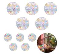 Lot de 10 autocollants de fenêtre prismes - Anti-collision - Motif arc-en-ciel - Attrape-soleil - Rond - En PVC - Décoration de fenêtre invisible pour salon, chambre à coucher, cuisine