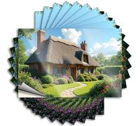 Lot de 10 autocollants de mécanicien « A Charming Cottage Entouré de fleurs vibrantes » - Autocollants amusants pour pare-chocs (6 x 9 cm)