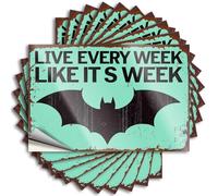 Lot de 10 autocollants de motivation inspirés des chauves-souris pour adultes « Live Every Week Like It's Week : A Bat-Inspired » (6 x 9 cm)