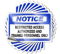 Lot de 10 autocollants de voiture avec avis d'accès restreint pour le personnel formé et autorisé uniquement (8 x 12 cm)