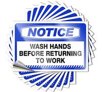 Lot de 10 autocollants de voiture avec inscription « Wash Hands Before Returning to Work » - Accessoires de bar - Autocollants pour voiture (6 x 9 cm)