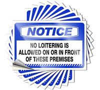Lot de 10 autocollants de voiture pour homme avec inscription « No Loitering is Allowed On or in Front of These Loitering Is Allowed On or in Front of These Loitering » (6 x 9 cm)
