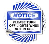 Lot de 10 autocollants de voiture pour homme avec inscription « Notice Please Turn Off Lights When Not in Use » (12 x 18 cm)