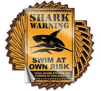 Lot de 10 autocollants de voiture pour homme avec requin et nage à risques propres (12 x 18 cm)