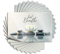Lot de 10 autocollants de voiture pour homme Motif lotus : Just Breathe Serenity 6 x 9 cm
