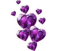 Lot de 10 autocollants en vinyle motif cœur violet diamant - Protection contre les intempéries, résistants et vibrants - Idéal pour coque de téléphone, tasses, verre à vin, toilettes, voiture, mur et