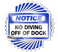 Lot de 10 autocollants et décalcomanies avec inscription « No Diving Off of Dock » - Pour homme et homme - Décoration de grotte (8 x 12 cm)