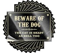 Lot de 10 autocollants et décalcomanies « Beware of Dog The Cat is Shady As Hell Too » - Pour homme et homme - Décoration de grotte (6 x 9 cm)