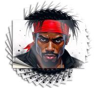 Lot de 10 autocollants et décalcomanies drôles pour boîte à outils Un homme avec un bandana rouge et un regard intense (6 x 9 cm)