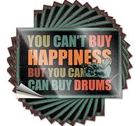 Lot de 10 autocollants et décalcomanies humoristiques pour casque de sécurité « You Can't Buy Happiness But Can Drums » - Pour chambre à coucher, voiture (6 x 9 cm)