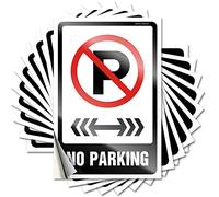 Lot de 10 autocollants et décalcomanies « No Parking » avec symbole - Autocollant amusant - Panneau décoratif pour grotte d'homme (6 x 9 cm)