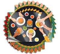 Lot de 10 autocollants et décalcomanies pour boîte à outils - Groupe de personnes mangeant des hamburgers et des frites - Autocollants de garage pour homme (8 x 12 cm)