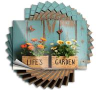 Lot de 10 autocollants et décalcomanies pour boîte à outils - Jardinières en bois avec fleurs - Autocollants amusants pour adultes (6 x 9 cm)