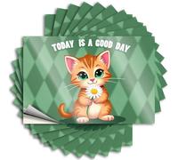 Lot de 10 autocollants et décalcomanies pour boîte à outils, motif chat tenant une marguerite, autocollants d'avertissement pour fenêtre de voiture (8 x 12 cm)