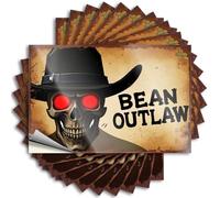 Lot de 10 autocollants et décalcomanies pour boîte à outils, motif haricot hors-la-loi : crâne occidental, autocollants amusants pour adultes (6 x 9 cm)