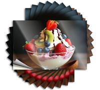 Lot de 10 autocollants et décalcomanies pour boîte à outils, salade de fruits avec crème glacée dans un bol en verre - Autocollants pour décoration de garage pour homme (12 x 18 cm)