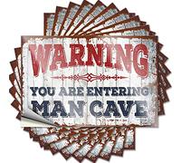 Lot de 10 autocollants et décalcomanies pour voiture avec inscription « Warning You are Entering Man Cave » (6 x 9 cm)