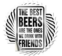 Lot de 10 autocollants et décalcomanies pour voiture « The Best Beers are The Ones We Drink with Friends » (8 x 12 cm)