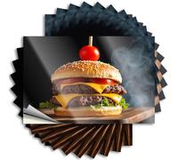 Lot de 10 autocollants farces pour adultes : un hamburger juteux avec du fromage, de la laitue, de la tomate et une cerise sur le dessus. Autocollants amusants pour adultes (12 x 18 cm)