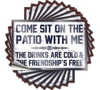 Lot de 10 autocollants humoristiques « Mechanic Sit On The Patio with Me The Drinks are Cold and The Friendship is Free » pour voiture (12 x 18 cm)