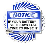 Lot de 10 autocollants « If Your Battery Overflows Take Time to Rinse It » pour voiture (6 x 9 cm)