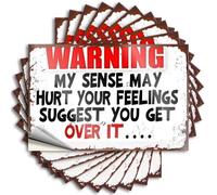 Lot de 10 autocollants inappropriés « Warning My Sense May Hurt Your Feelings Suggest You Get Over It... » - Décoration murale pour bar, maison, bar - 12 x 18 cm