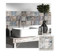 Lot de 10 autocollants muraux à motif floral - Style nordique vintage peint à la main - Effet brique papillon 3D en PVC imperméable et anti-rayures pour dosseret de cuisine et salle de bain (T033)