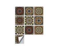 Lot de 10 autocollants muraux autocollants rétro en PVC imperméable et anti-huile pour cuisine, salle à manger, salon, chambre à coucher (15 x 15 cm, #7)